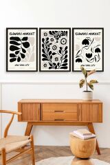 Flower Market Üçlü Ahşap Çerçeveli Tablo 40 x 60