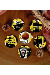 6 Adet Desenli Mdf Bardak Altlığı