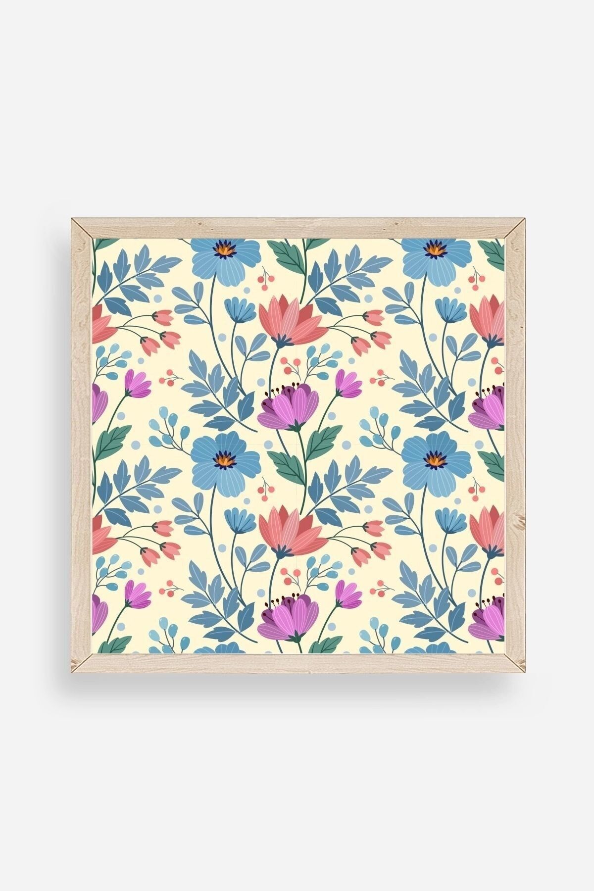 Çiçek Ahşap Çerçeveli Tablo 50 x 50