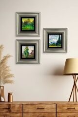 Doğa 3 lü Set Çerçeveli Taş Tablo 20 cm