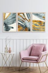 Manzara Üçlü Ahşap Çerçeveli Tablo 17 x 23