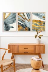 Manzara Üçlü Ahşap Çerçeveli Tablo 30 x 42