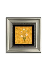 Ebru Sanatı Çiçek Çerçeveli Taş Tablo 20 cm