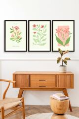 Botanik Üçlü Ahşap Çerçeveli Tablo 50 x 70