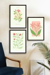 Botanik Üçlü Ahşap Çerçeveli Tablo 50 x 70