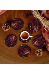 6 Adet Desenli Mdf Bardak Altlığı