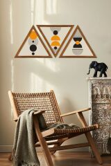 Dekoratif Üçgen Çerçeveli Ahşap Tablo Set 35 x 40