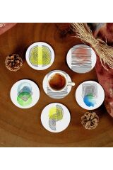 6 Adet Desenli Mdf Bardak Altlığı