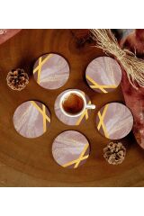 6 Adet Desenli Mdf Bardak Altlığı