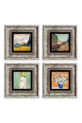 Van Gogh 4 lü Set Çerçeveli Taş Tablo 20 cm