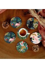 6 Adet Desenli Mdf Bardak Altlığı