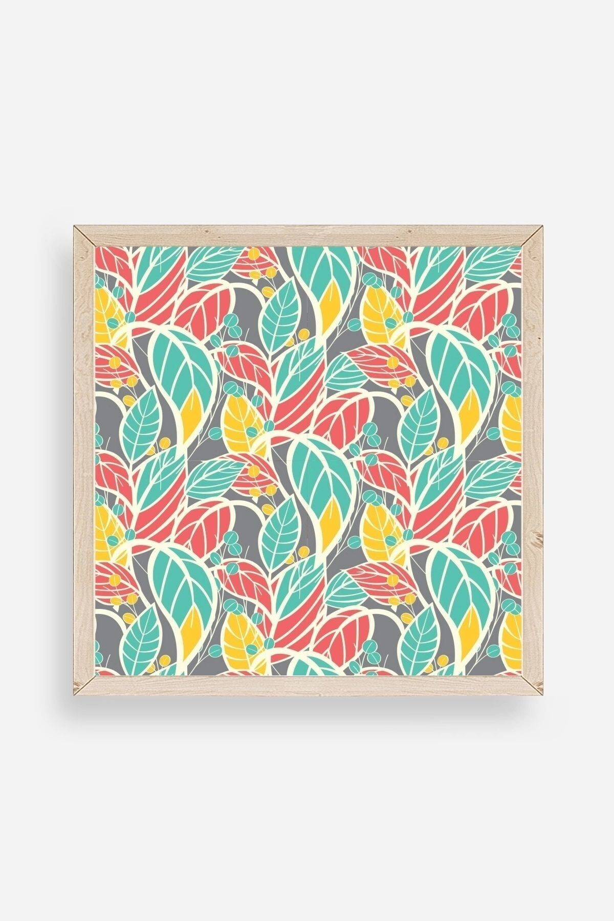 Yaprak Ahşap Çerçeveli Tablo 50 x 50