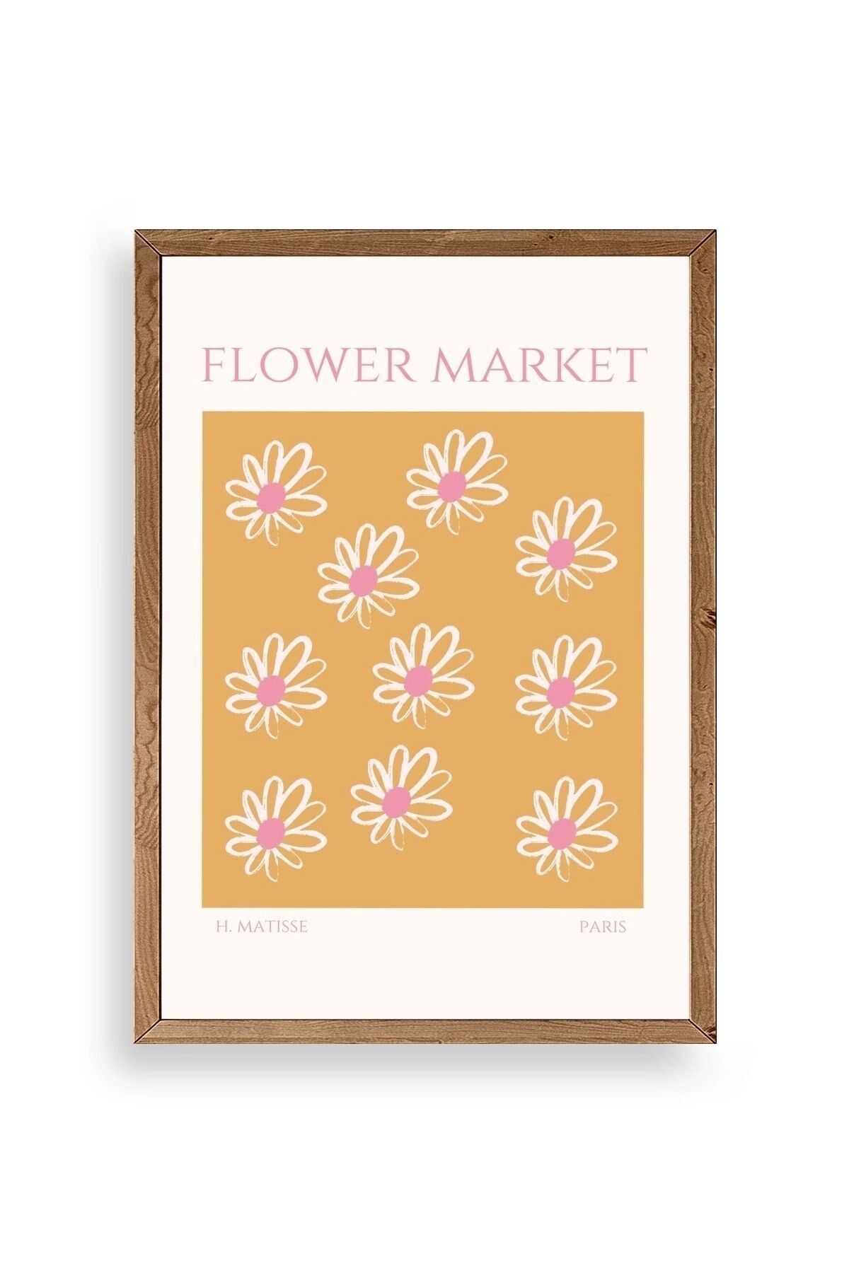 Çiçek Pazarı Ahşap Çerçeveli Tablo 30 x 42