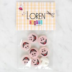 Loren Crafts 8'li Gülen Yüz Düğme - 1025