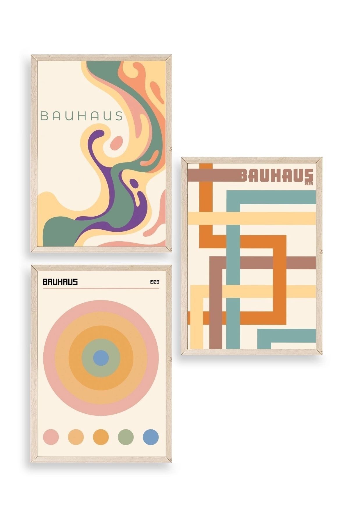 Bauhaus Üçlü Ahşap Çerçeveli Tablo 23 x 30