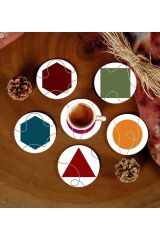 6 Adet Desenli Mdf Bardak Altlığı