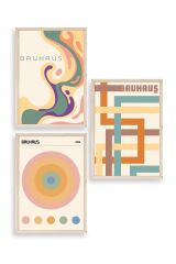 Bauhaus Üçlü Ahşap Çerçeveli Tablo 40 x 60