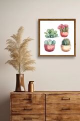 Kaktüs Ahşap Çerçeveli Tablo 23 x 23