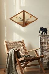 Dekoratif Üçgen Çerçeveli Ahşap Tablo Set 35 x 40