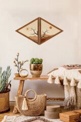 Dekoratif Üçgen Çerçeveli Ahşap Tablo Set 35 x 40