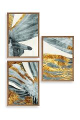 Manzara Üçlü Ahşap Çerçeveli Tablo 50 x 70