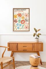 Çiçek Pazarı Ahşap Çerçeveli Tablo 23 x 30