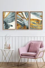 Manzara Üçlü Ahşap Çerçeveli Tablo 23 x 30
