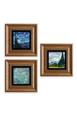 Van Gogh 3 lü Set Çerçeveli Taş Tablo 20 cm