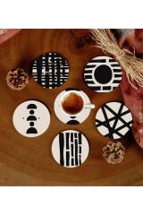 Desenli Mdf Bardak Altlığı 6 Adet