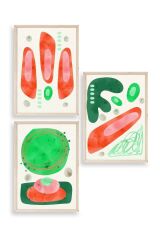 Düşündüren Şekiller Üçlü Ahşap Çerçeveli Tablo 50 x 70