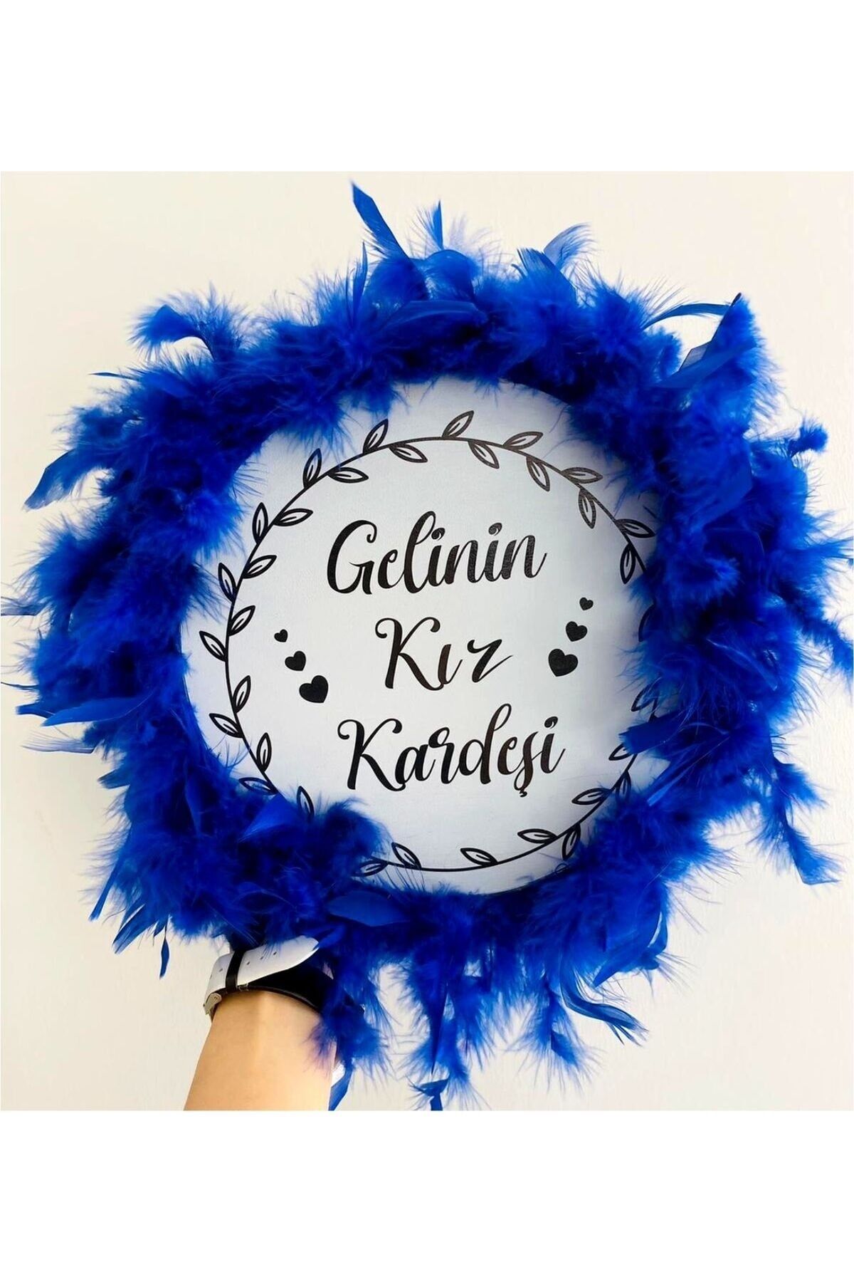 Kişiye Özel Tüylü Kına Gecesi Tefi,gelinin Kız Kardeşi Kına Tefi (28 CM)