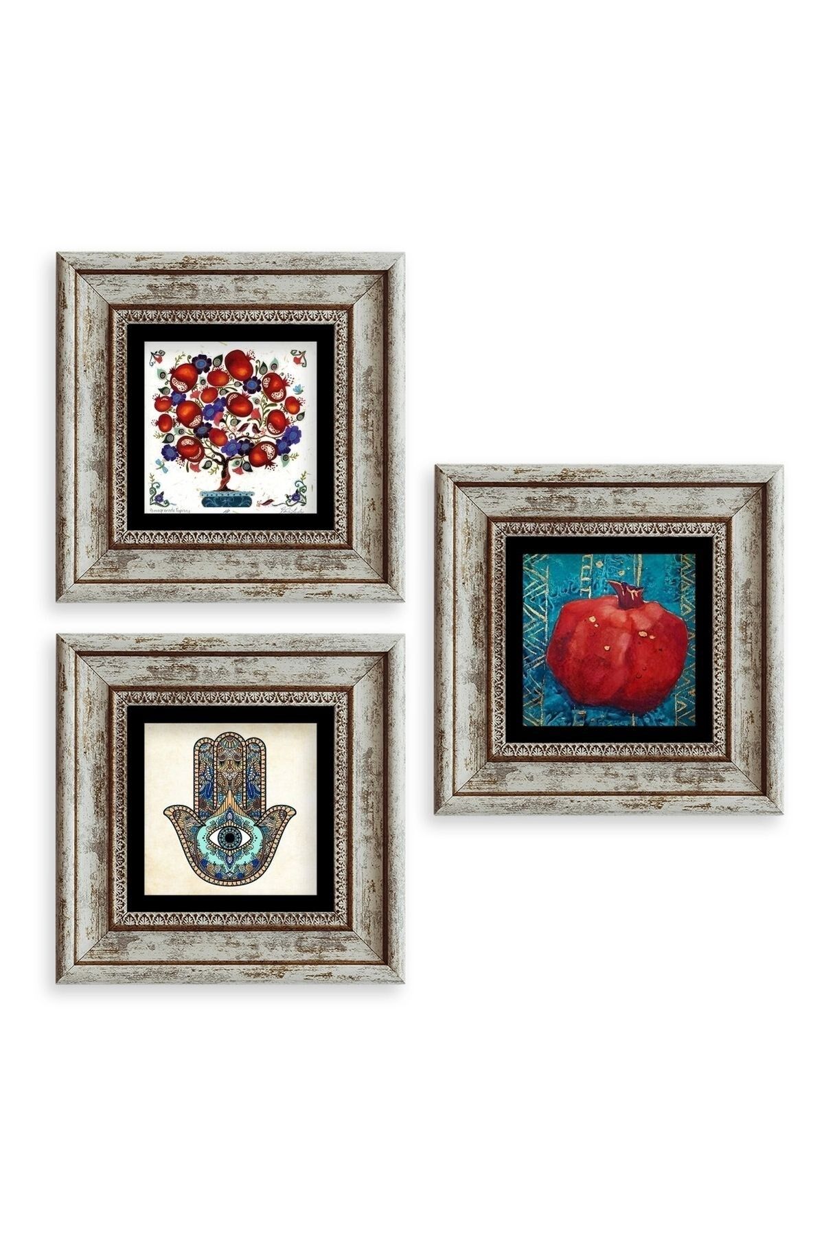 Mistik 3 lü Set Çerçeveli Taş Tablo 20 cm