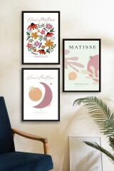 Matisse Üçlü Ahşap Çerçeveli Tablo 23 x 30