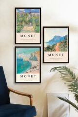 Monet Üçlü Ahşap Çerçeveli Tablo 23 x 30