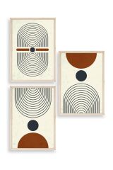 Rahatlatıcı Şekiller Üçlü Ahşap Çerçeveli Tablo 50 x 70