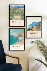 Monet Üçlü Ahşap Çerçeveli Tablo 40 x 60