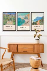 Monet Üçlü Ahşap Çerçeveli Tablo 40 x 60