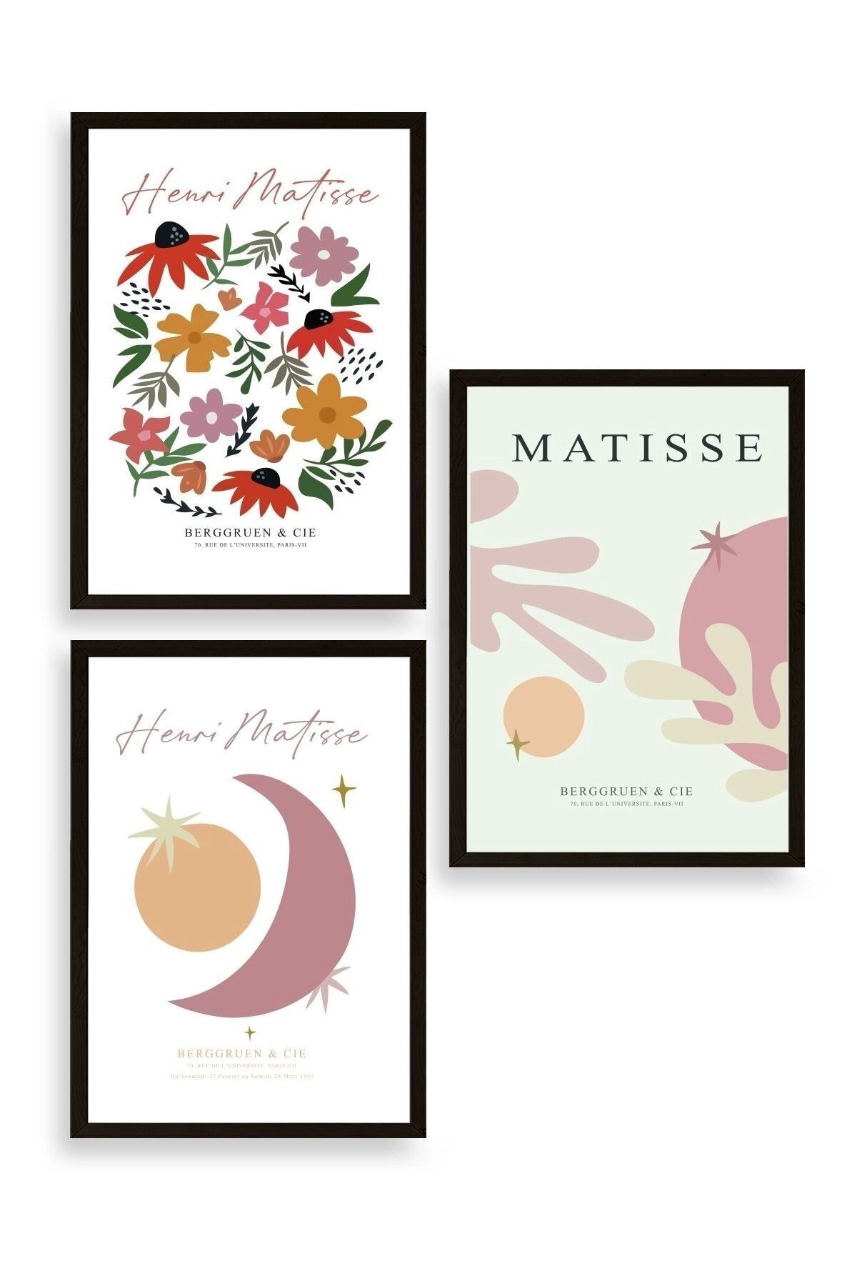 Matisse Üçlü Ahşap Çerçeveli Tablo 50 x 70