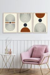 Rahatlatıcı Şekiller Üçlü Ahşap Çerçeveli Tablo 23 x 30