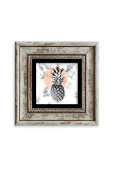Ananas Çerçeveli Taş Tablo 20 cm