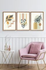 Manzara Üçlü Ahşap Çerçeveli Tablo 23 x 30