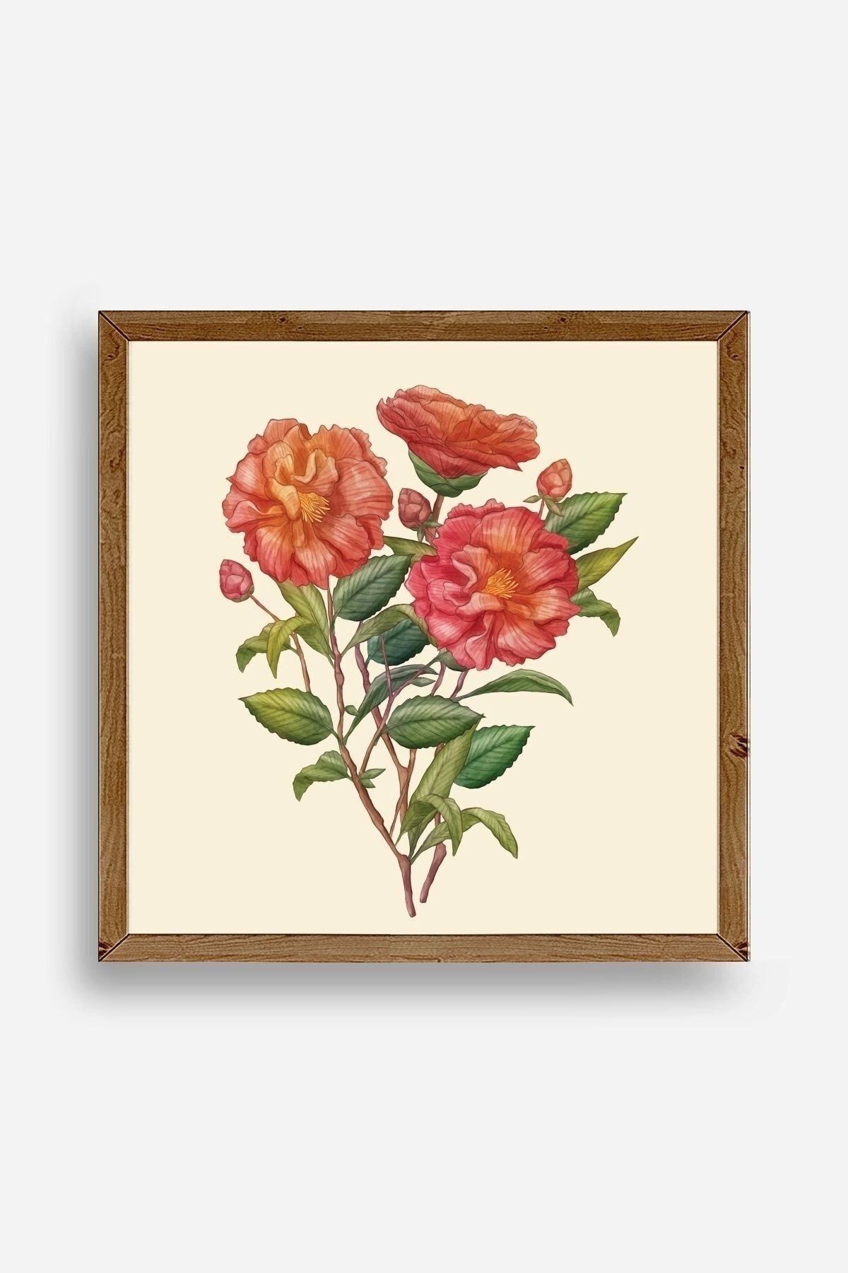 Çiçek Ahşap Çerçeveli Tablo 23 x 23