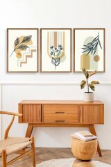 Manzara Üçlü Ahşap Çerçeveli Tablo 30 x 42