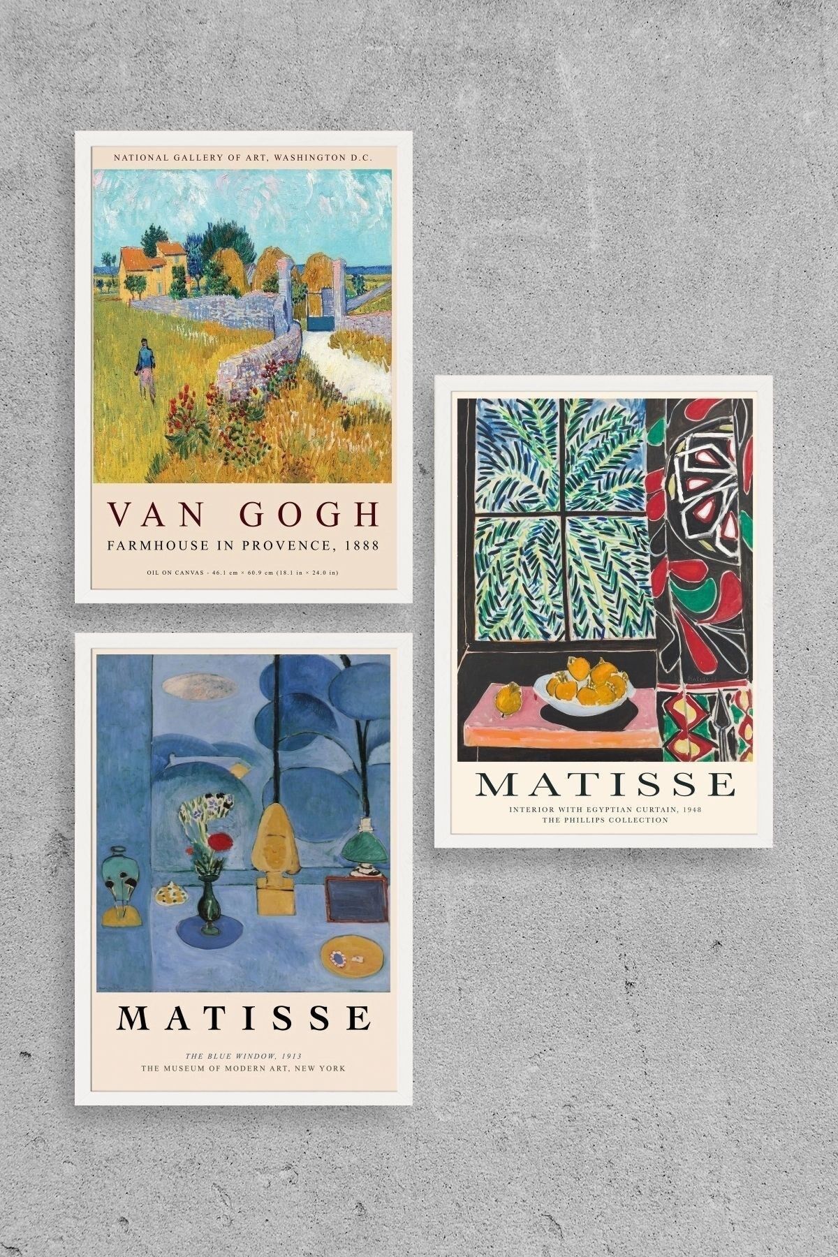 Ünlü Tablolar Üçlü Ahşap Çerçeveli Tablo 40 x 60