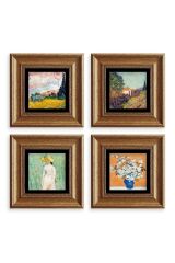 Van Gogh 4 lü Set Çerçeveli Taş Tablo 20 cm