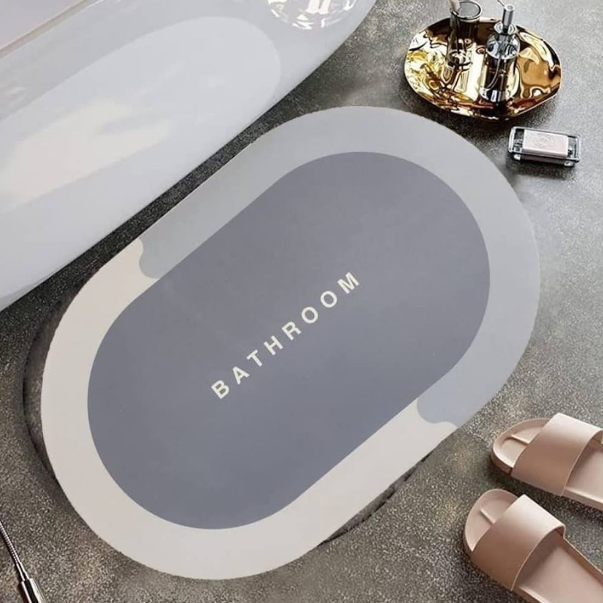 BUFFER® Sihirli Süper Su Emici Kaymaz Tabanlı Oval Paspas 40*60 cm