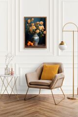 Çiçekli Vazo Ahşap Çerçeveli Tablo 50 x 70