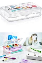 BUFFER® Çift Taraflı Bölmeli Hobi Dikiş Kutusu Ardunio Malzeme Kutusu