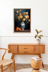 Çiçekli Vazo Ahşap Çerçeveli Tablo 30 x 42