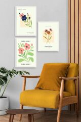 Flower Market Üçlü Ahşap Çerçeveli Tablo 40 x 60